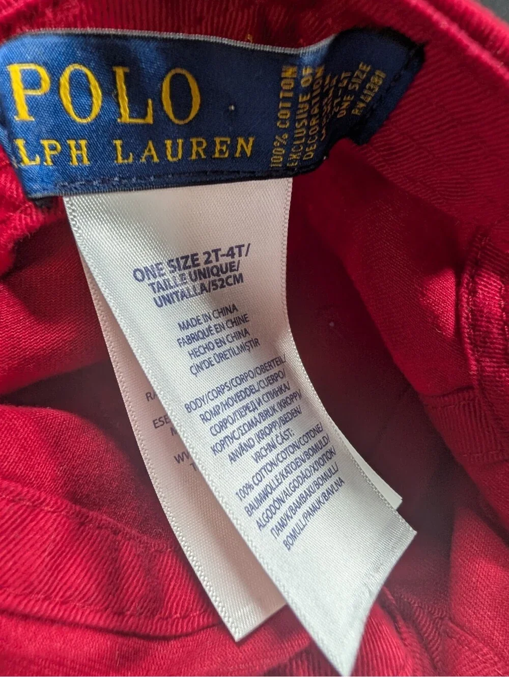 Polo Ralph Lauren Girls 2T 4T Red Ice Skate Bear Cotton Adjustable Baseball Cap